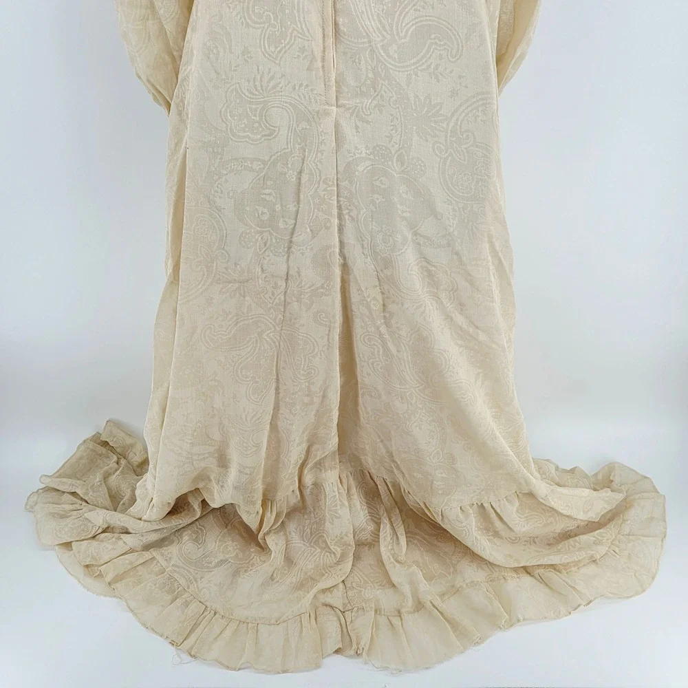 Vintage 1970s Gunne Sax Jessica Cream Crochet Maxi Prairie Sheer Dress Sz 5 - Picture 9 of 16